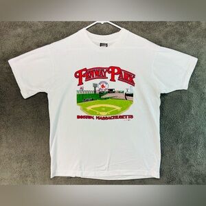 Screen Stars White Fenway Park Graphic Tee 1989 single stitch baseball